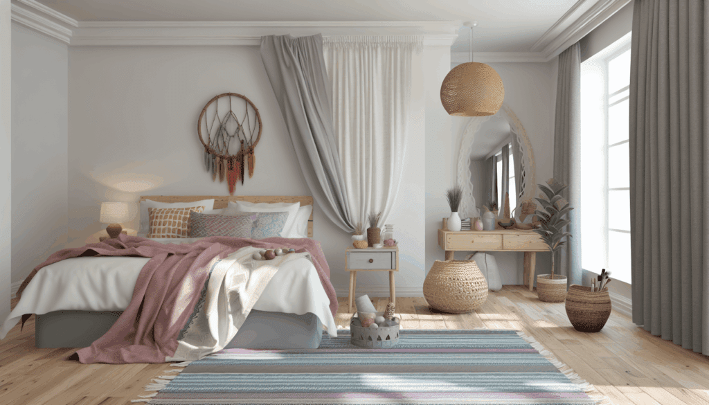 sypialnia boho